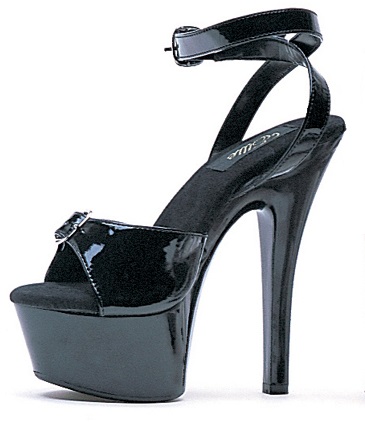 Nicole - 6 Inch Heel Black Buckle Toe Sandal